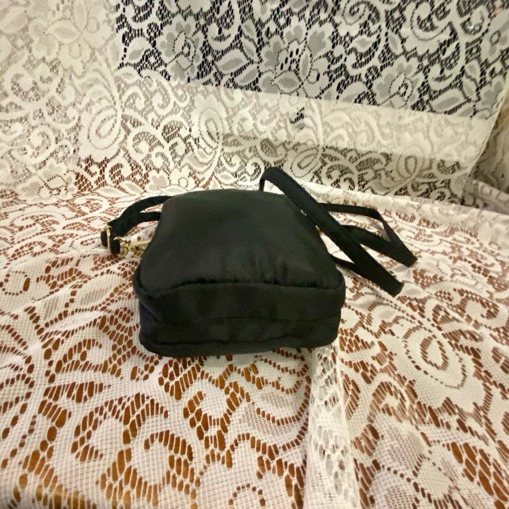 Black Nylon 3- Gold Zippy Compartments Crossbody