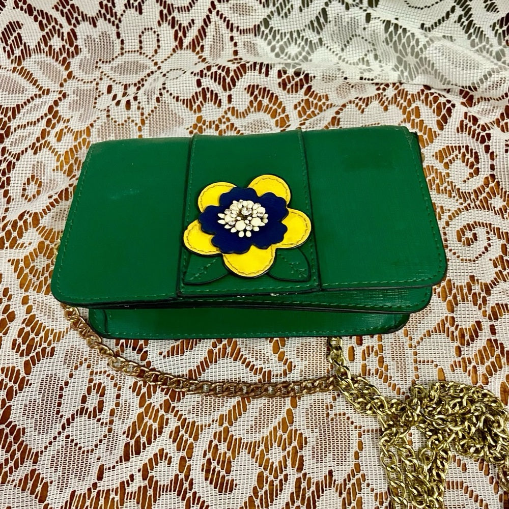 Green Floral -Small Crossbody Bag -7in x 4.5in x 2in