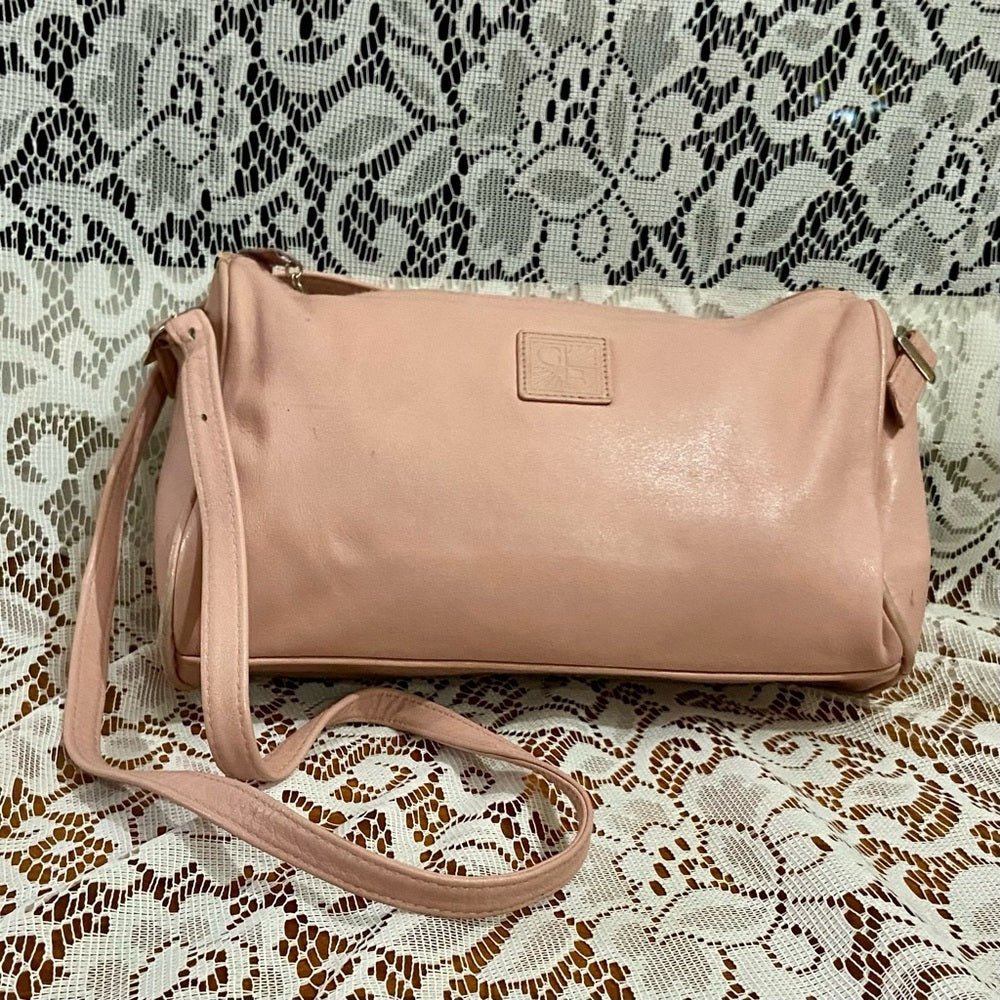 Gianni Bernini Pink Leather Crossbody-Shoulder Bag 9in x 6.5in x 2.25in