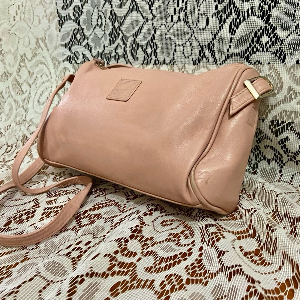 Gianni Bernini Pink Leather Crossbody-Shoulder Bag 9in x 6.5in x 2.25in