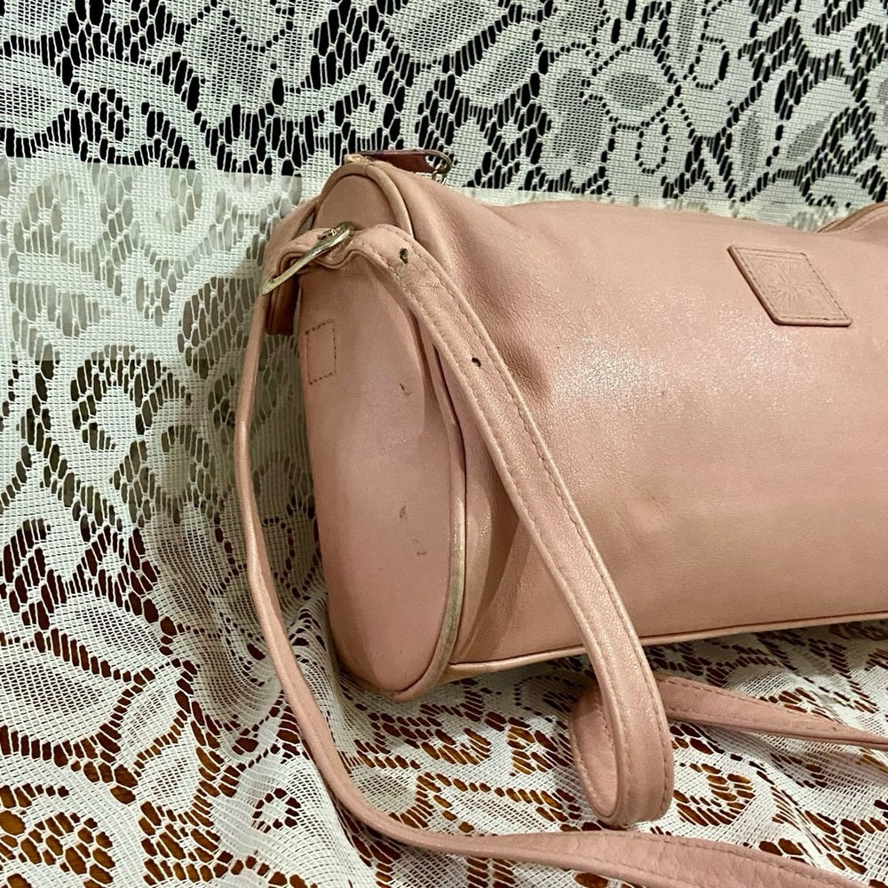 Gianni Bernini Pink Leather Crossbody-Shoulder Bag 9in x 6.5in x 2.25in