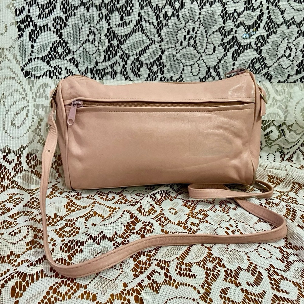 Gianni Bernini Pink Leather Crossbody-Shoulder Bag 9in x 6.5in x 2.25in