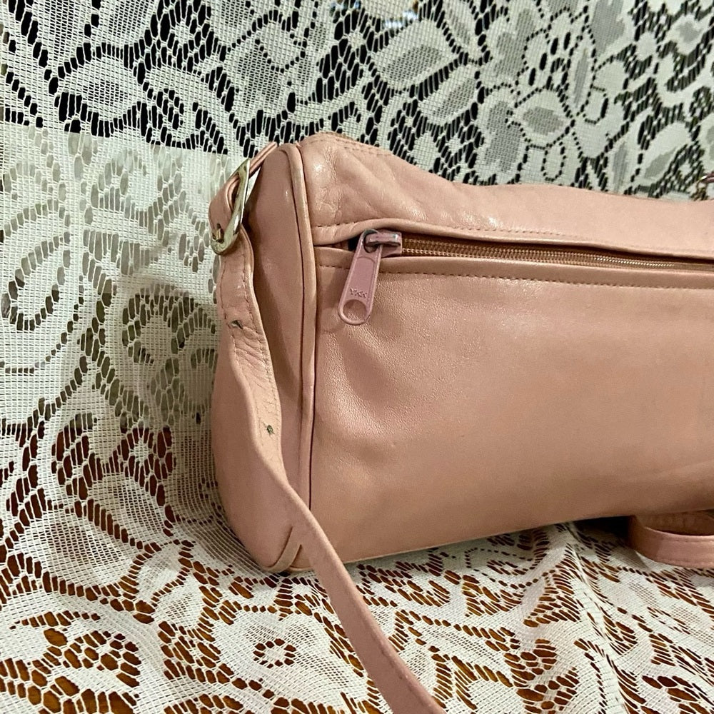 Gianni Bernini Pink Leather Crossbody-Shoulder Bag 9in x 6.5in x 2.25in