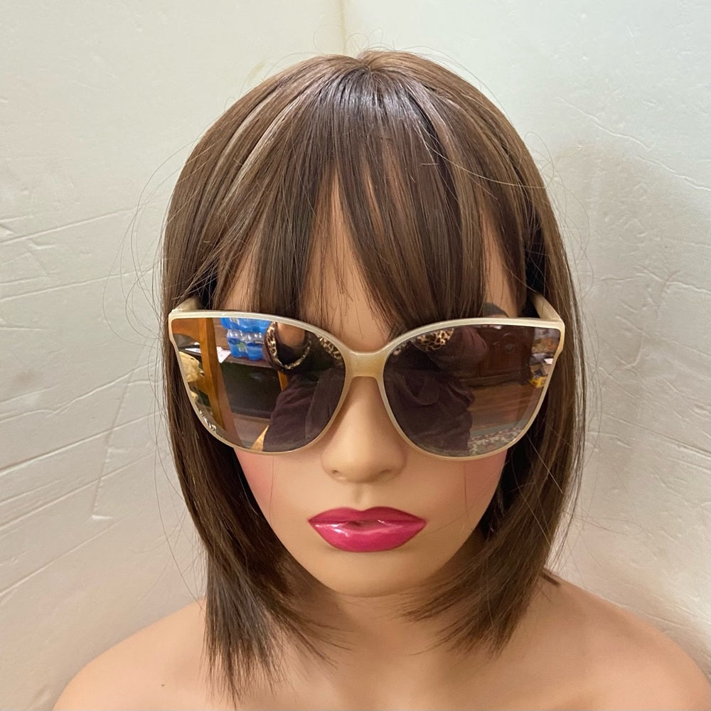 Ray-Ban Oversized Cats Eye Tan-Cream Mirrored Sunglasses