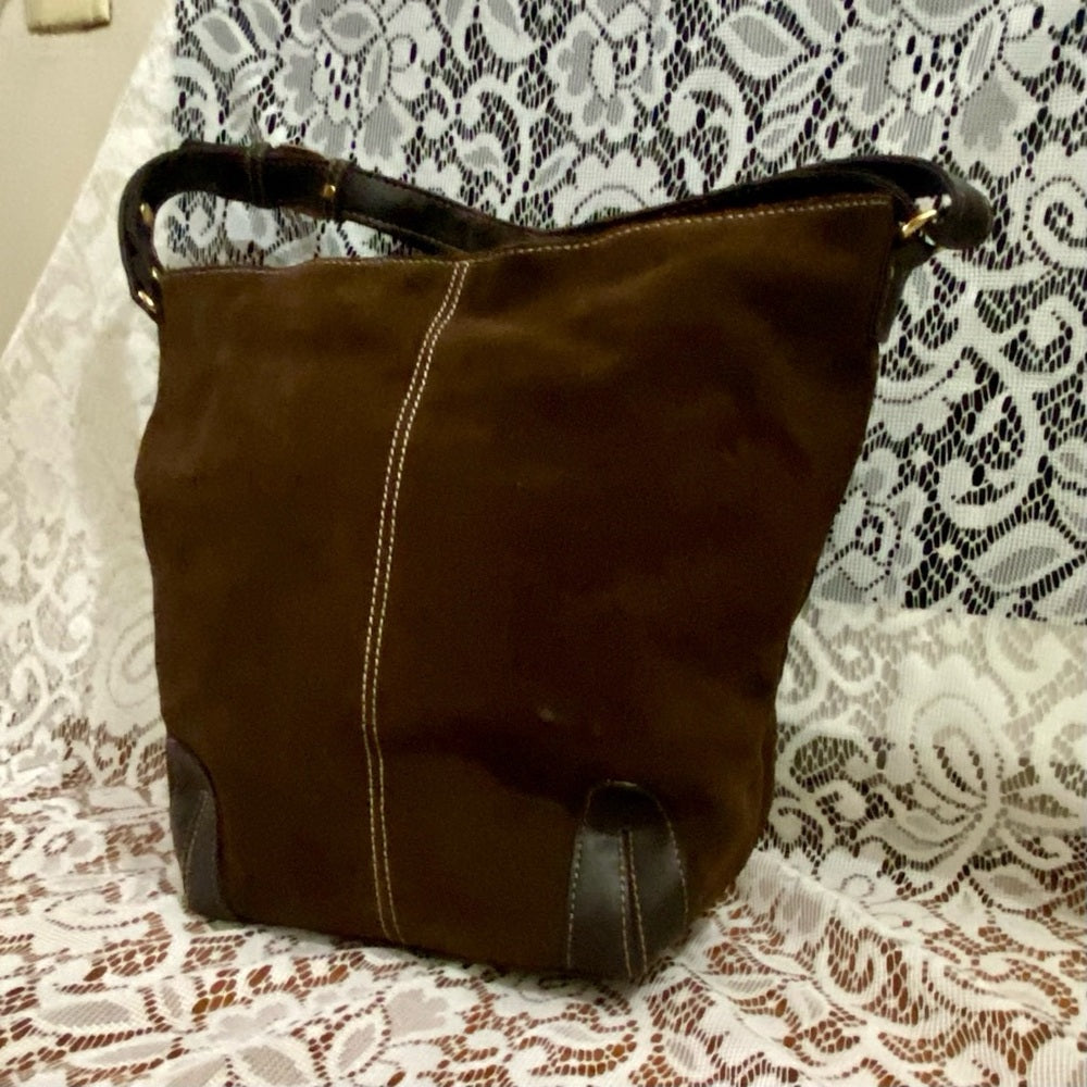 Vintage Genuine Brown Suede Leather Shoulder-Crossbody Bag