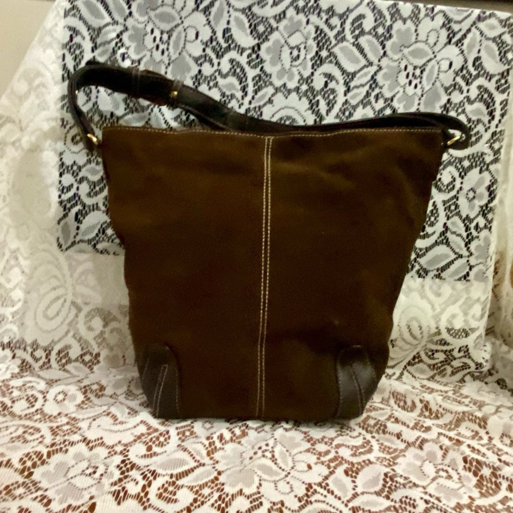 Vintage Genuine Brown Suede Leather Shoulder-Crossbody Bag