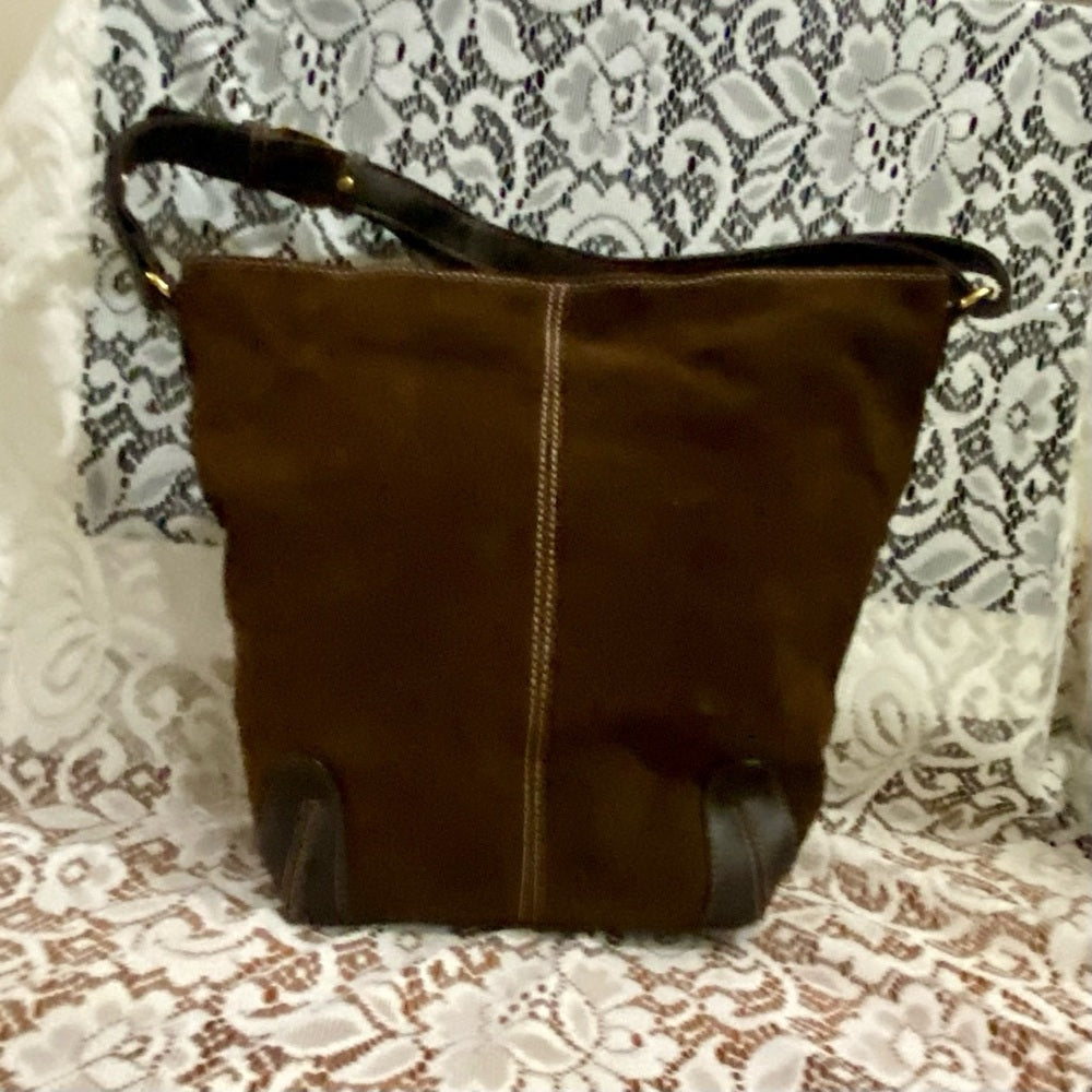 Vintage Genuine Brown Suede Leather Shoulder-Crossbody Bag