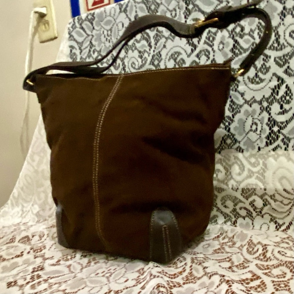 Vintage Genuine Brown Suede Leather Shoulder-Crossbody Bag