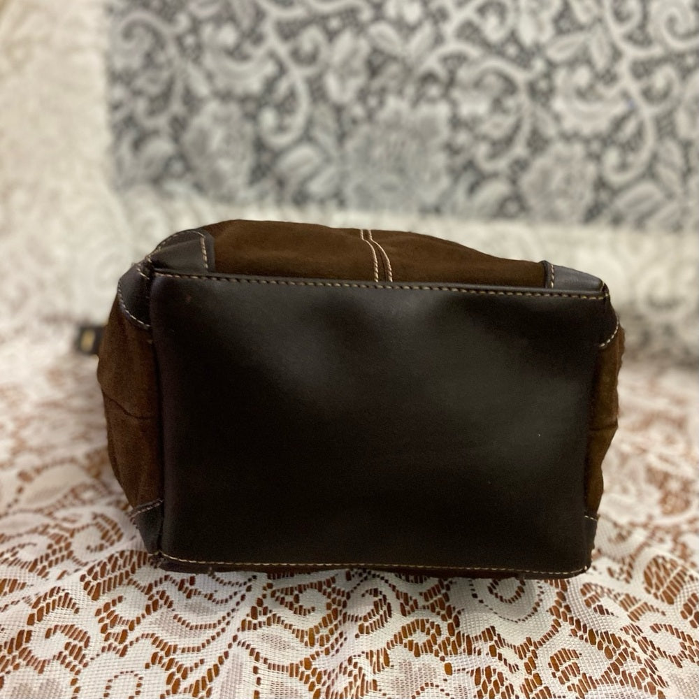 Vintage Genuine Brown Suede Leather Shoulder-Crossbody Bag