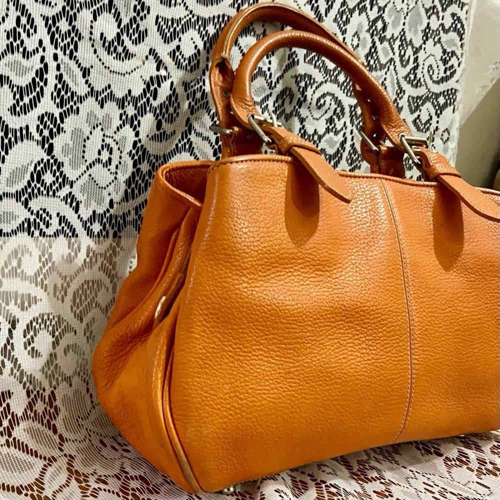 Dooney & Bourke Orange Leather Handbag 12in x 9.5in x 4in