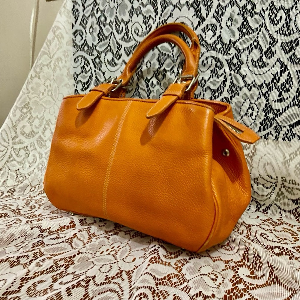 Dooney & Bourke Orange Leather Handbag 12in x 9.5in x 4in