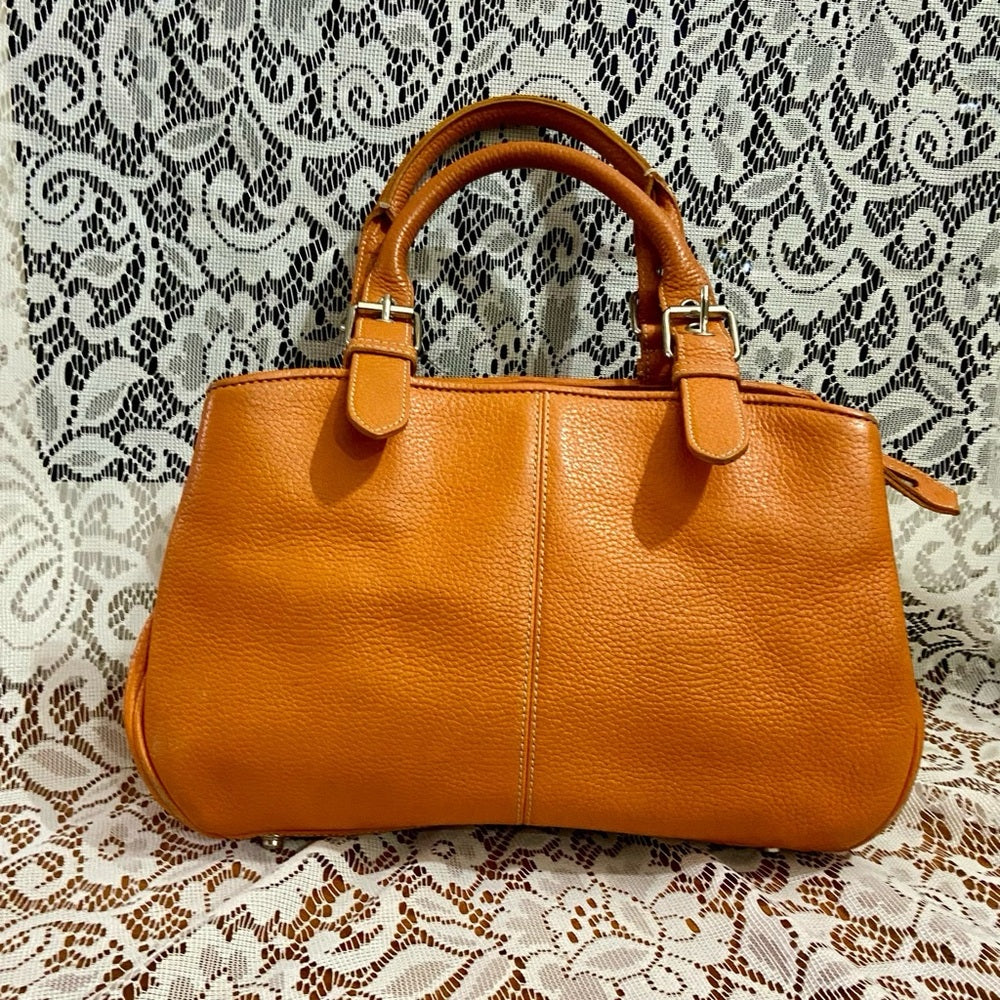 Dooney & Bourke Orange Leather Handbag 12in x 9.5in x 4in
