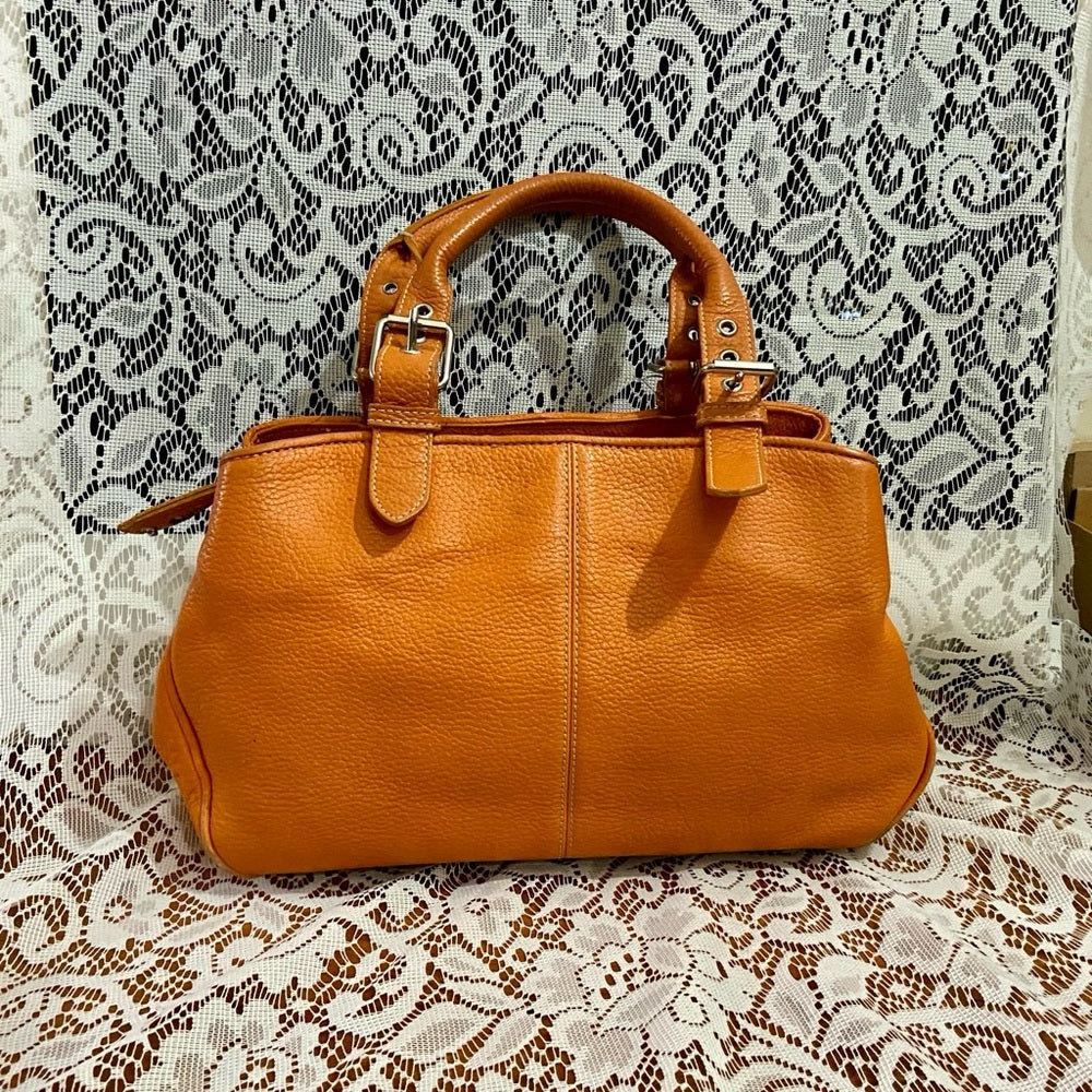 Dooney & Bourke Orange Leather Handbag 12in x 9.5in x 4in