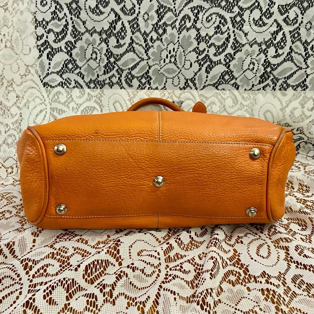 Dooney & Bourke Orange Leather Handbag 12in x 9.5in x 4in
