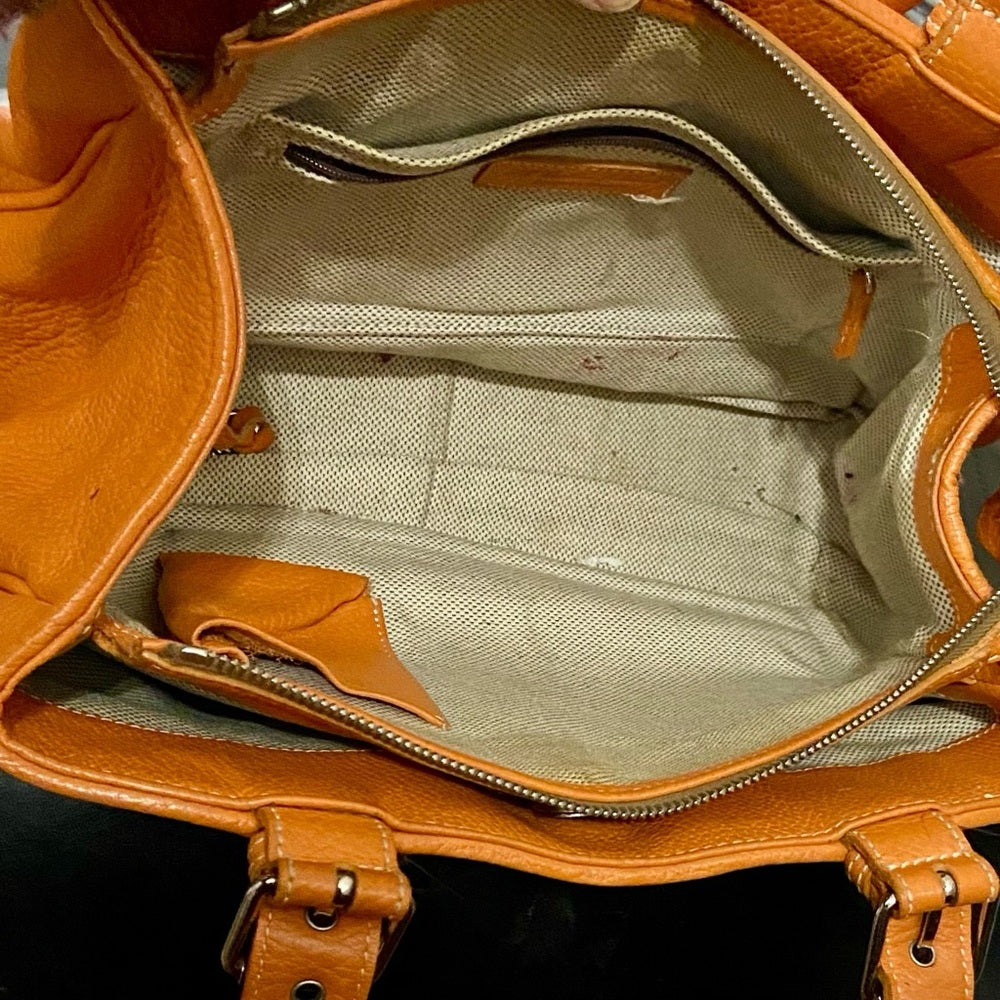 Dooney & Bourke Orange Leather Handbag 12in x 9.5in x 4in