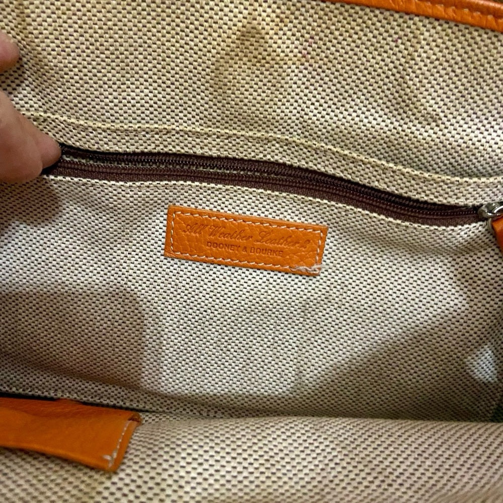 Dooney & Bourke Orange Leather Handbag 12in x 9.5in x 4in
