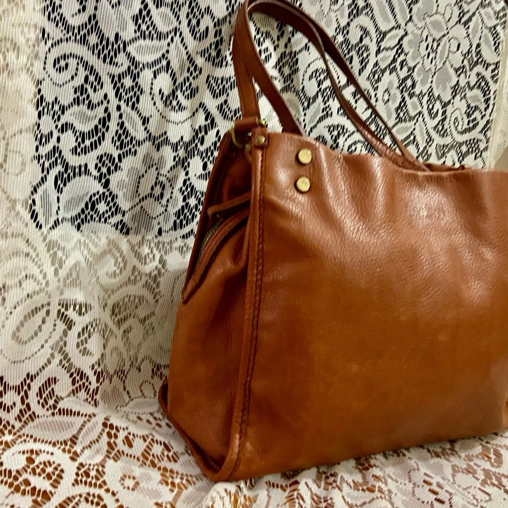 Vintage, American Leather Brown Shoulder Bag 12in x 10 in x 4.5in