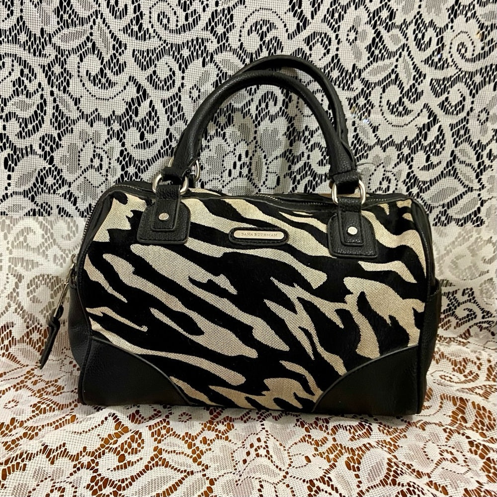 Dana Bachman Black and White Zebra Shoulder Bag 11in x 8.5in x 4in