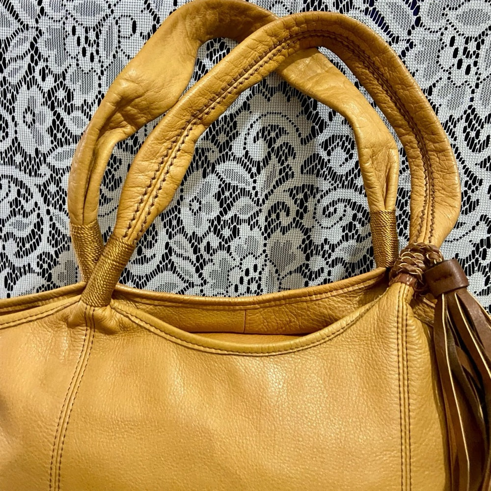 The Sak Mustard Yellow Leather Shoulder Bag 11in x 9.5in x 5in