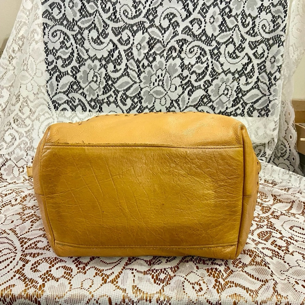The Sak Mustard Yellow Leather Shoulder Bag 11in x 9.5in x 5in