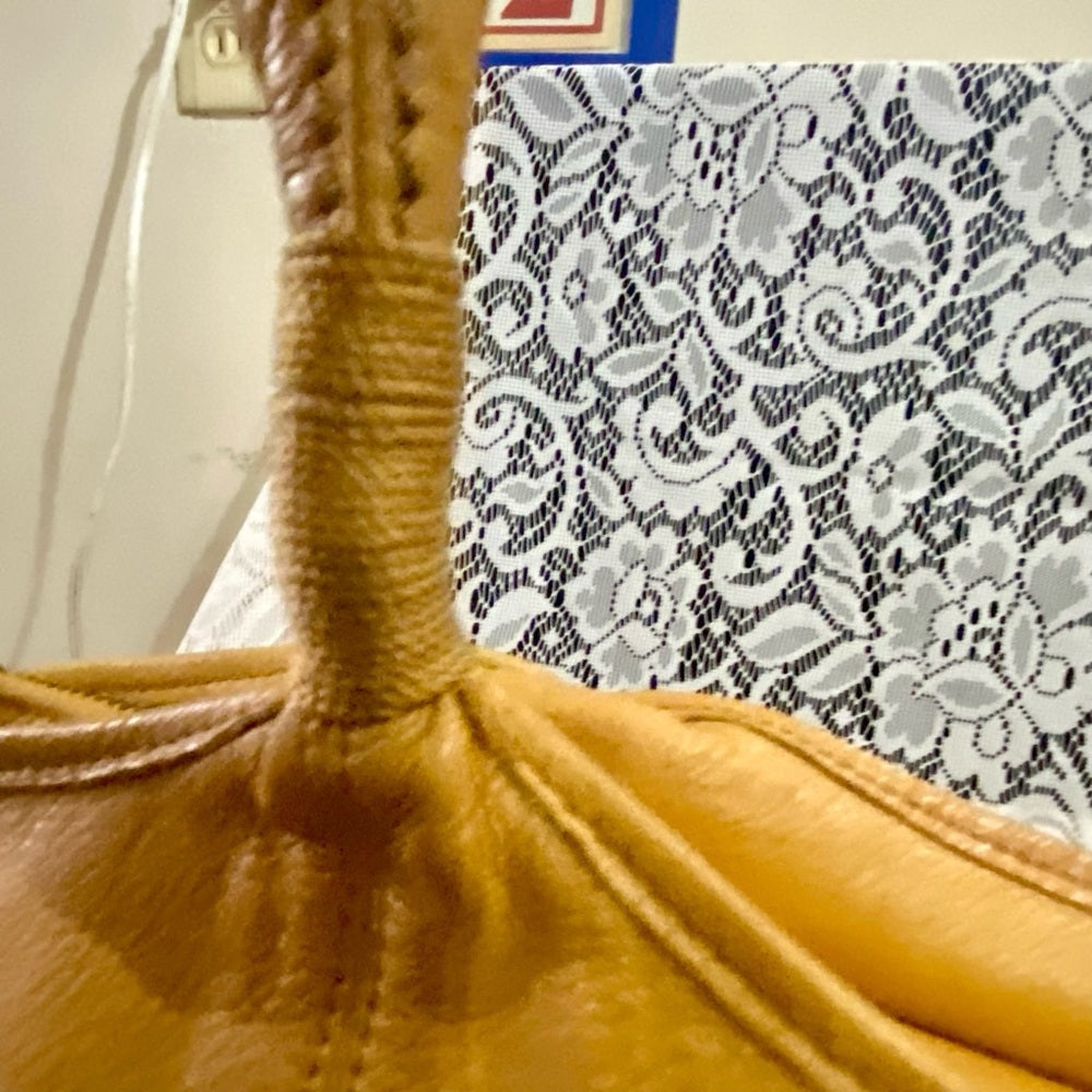 The Sak Mustard Yellow Leather Shoulder Bag 11in x 9.5in x 5in