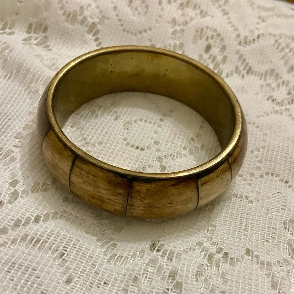 Lot of 2 Vintage Chunky Owl Enamel- Cloisonné Hinged and Tan Brown Agate Bangles