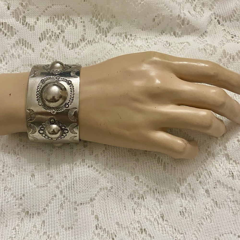 Lot of 2 Vintage, Chunky, Silver Tone Cuff Bangles