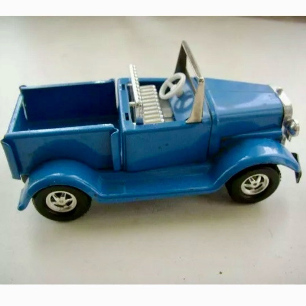 Vintage, 1940-50s Made in Japan, Blue-Silver Tin Jeep-Topper (L)