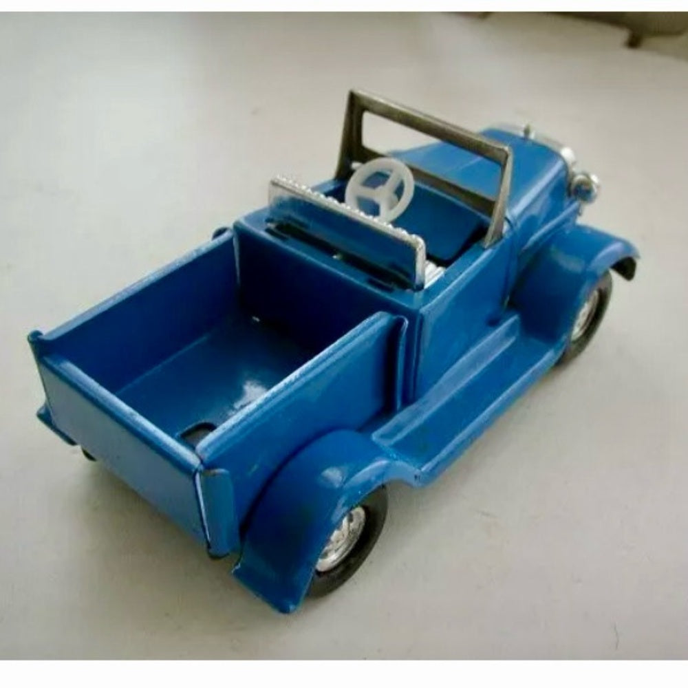 Vintage, 1940-50s Made in Japan, Blue-Silver Tin Jeep-Topper (L)