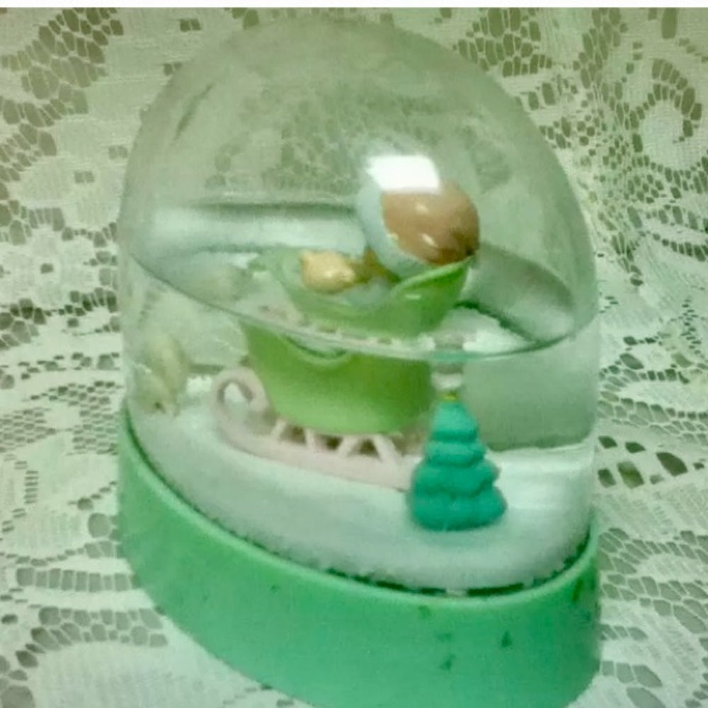 1990 Precious Moments, Baby's First Christmas, 4inx4in Snow Bubble Glass Dome