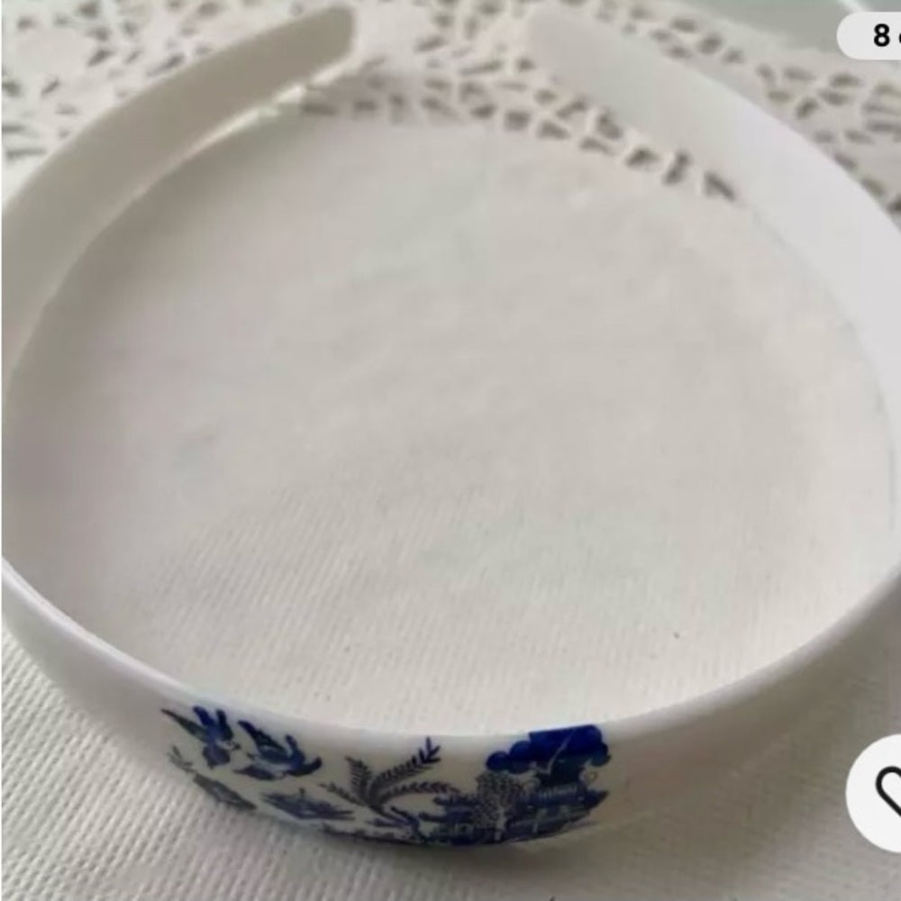 3pc Blue Willow Barrettes 3in x 1.5in and Head Band