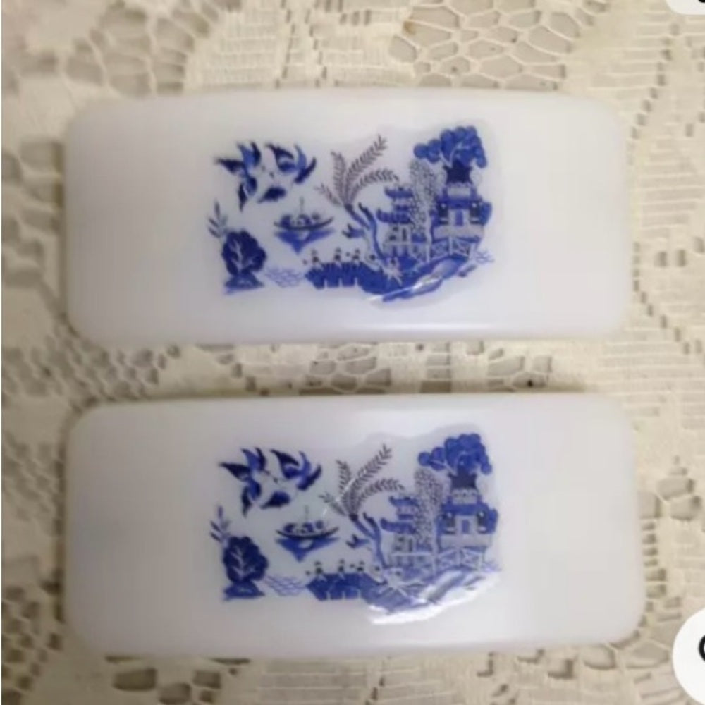 3pc Blue Willow Barrettes 3in x 1.5in and Head Band