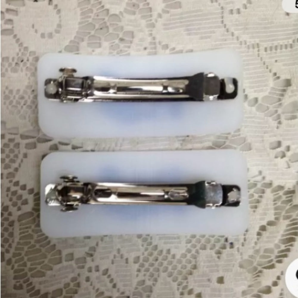 3pc Blue Willow Barrettes 3in x 1.5in and Head Band