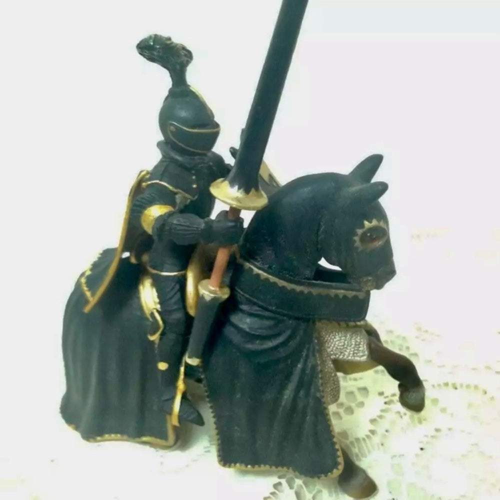 Schleich, Germany, Black Knight on Horse 9in x 5in x 3in
