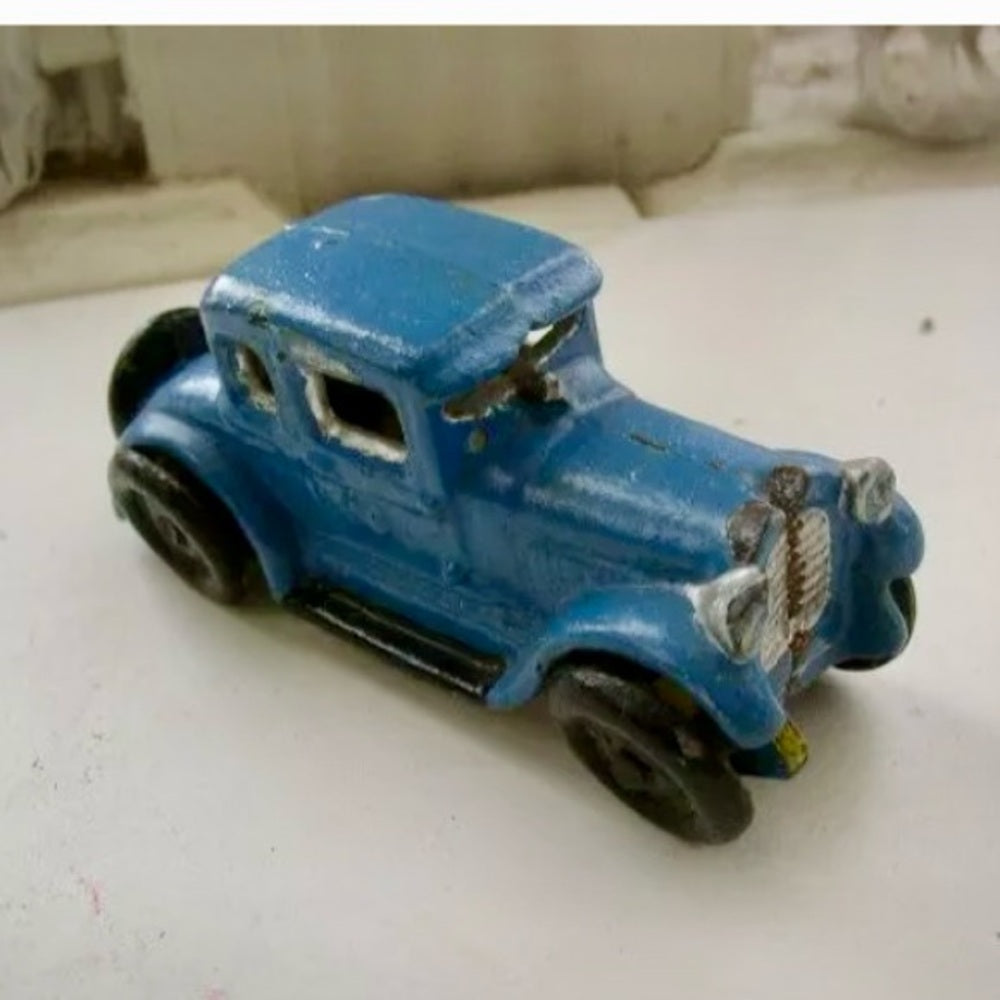 Vintage, Blue Cast Iron Classic 1920s Automobile
