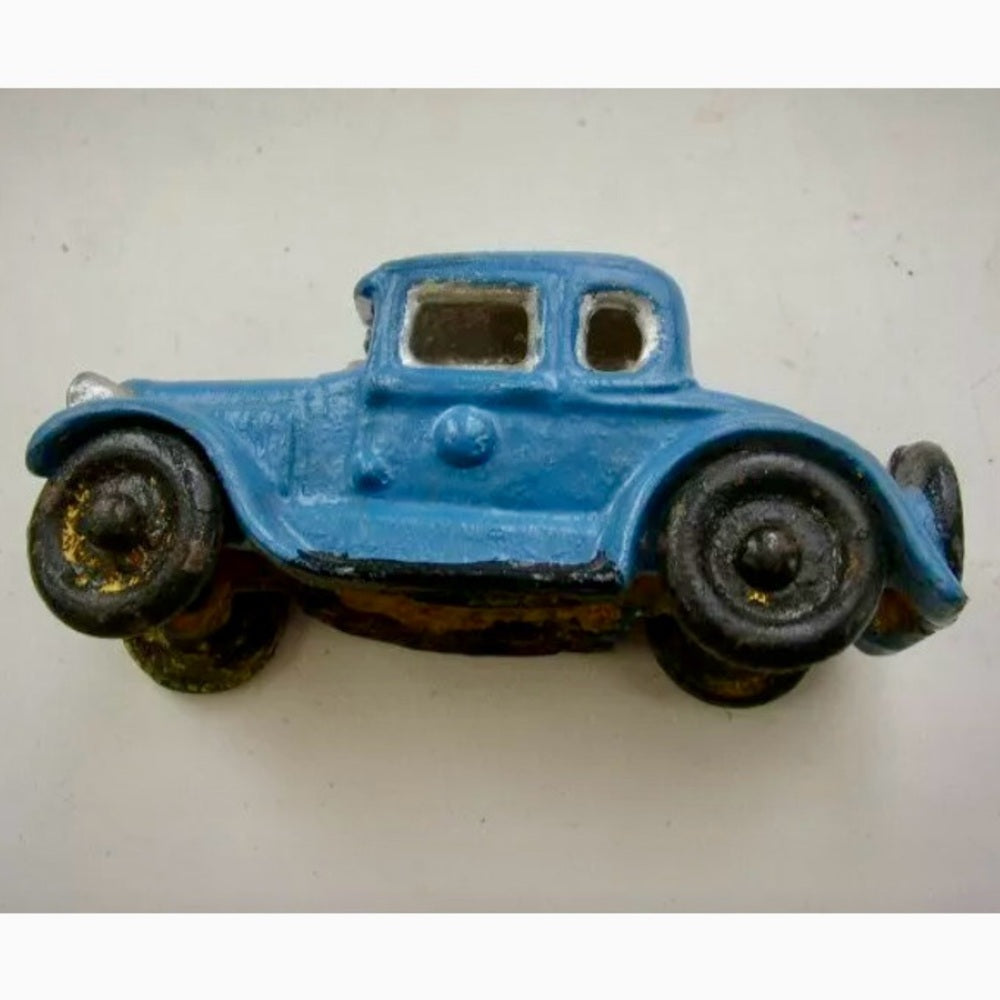 Vintage, Blue Cast Iron Classic 1920s Automobile