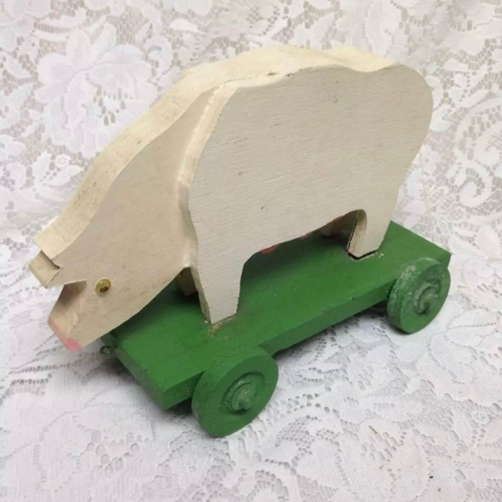 Vintage, Wooden Piggy Pull Toy (pmtb) This is a wonderful pull toy, made of wo