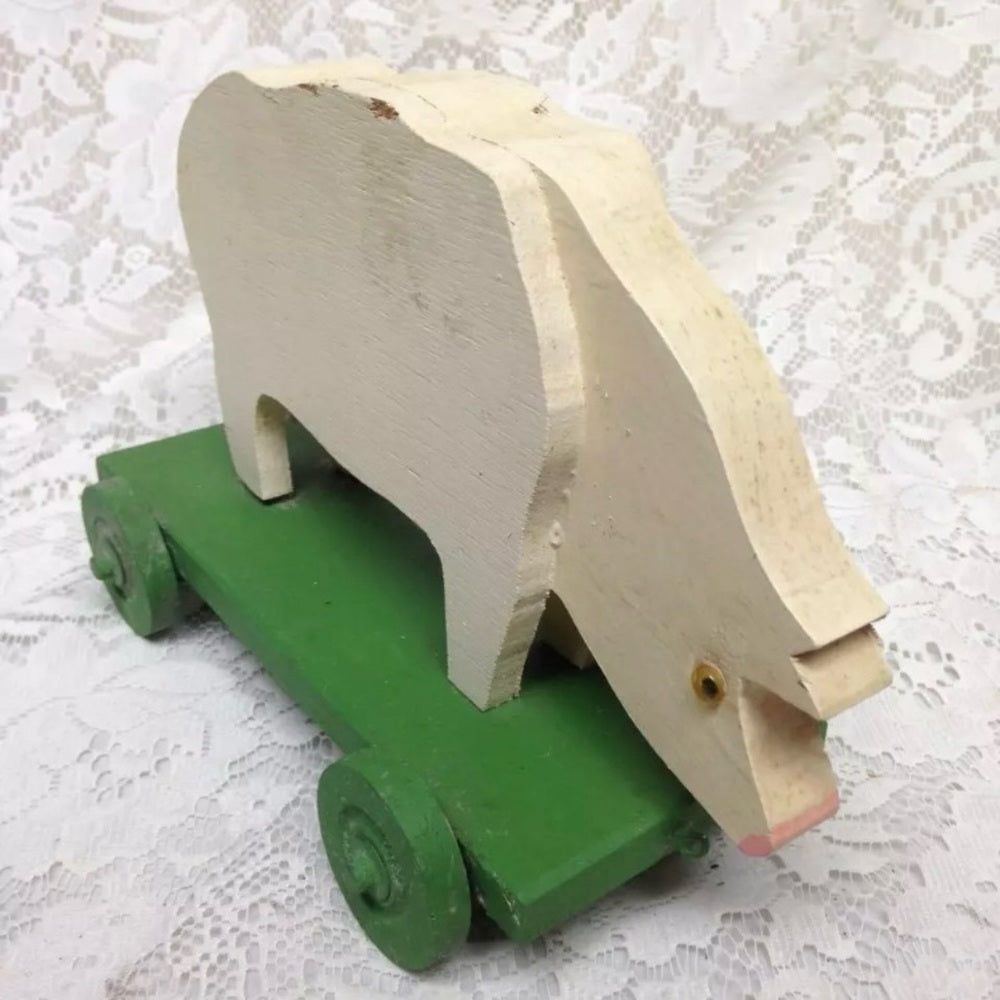 Vintage, Wooden Piggy Pull Toy (pmtb) This is a wonderful pull toy, made of wo