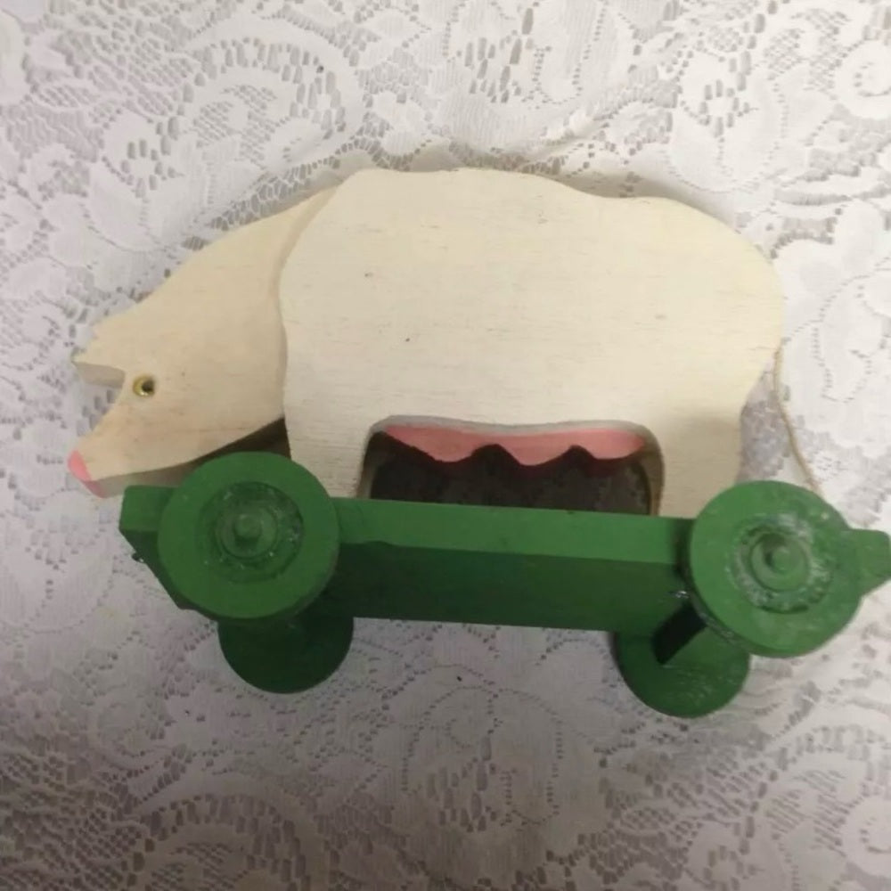 Vintage, Wooden Piggy Pull Toy (pmtb) This is a wonderful pull toy, made of wo