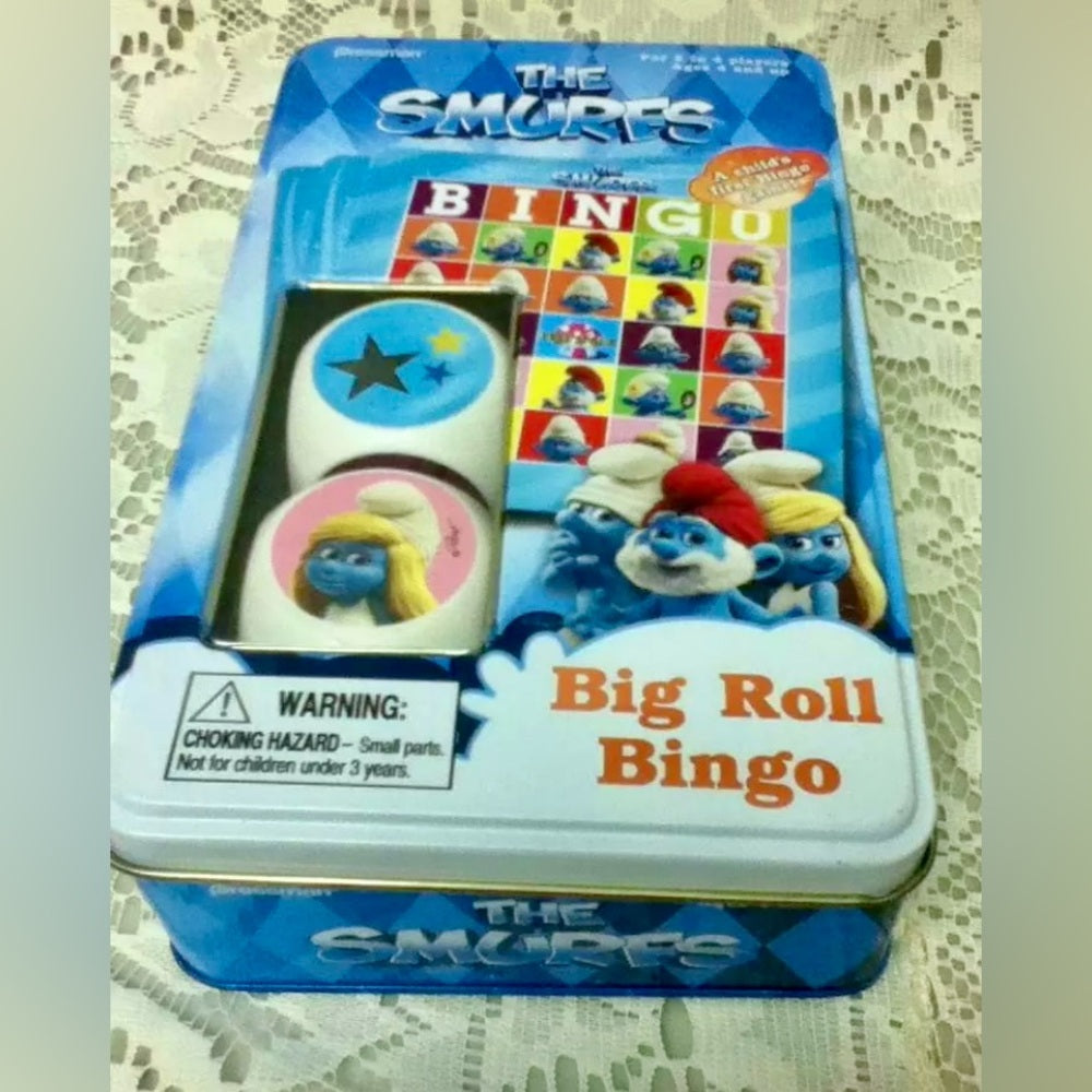The Smurfs Big Roll Bingo 7.5in x 4.5in x 2in Tin Box