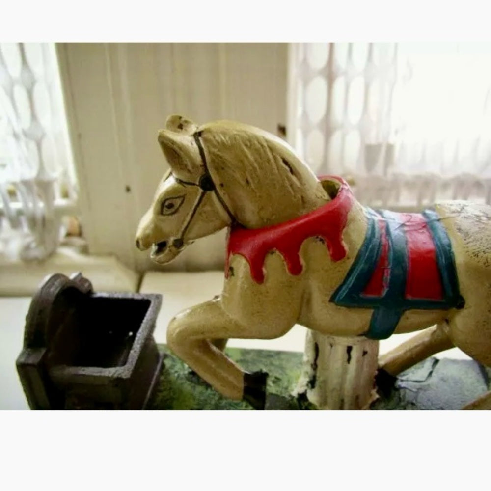 Vintage, Collector’s Edition Cast Iron Trick Pony Mechanical Bank in Orig. Box