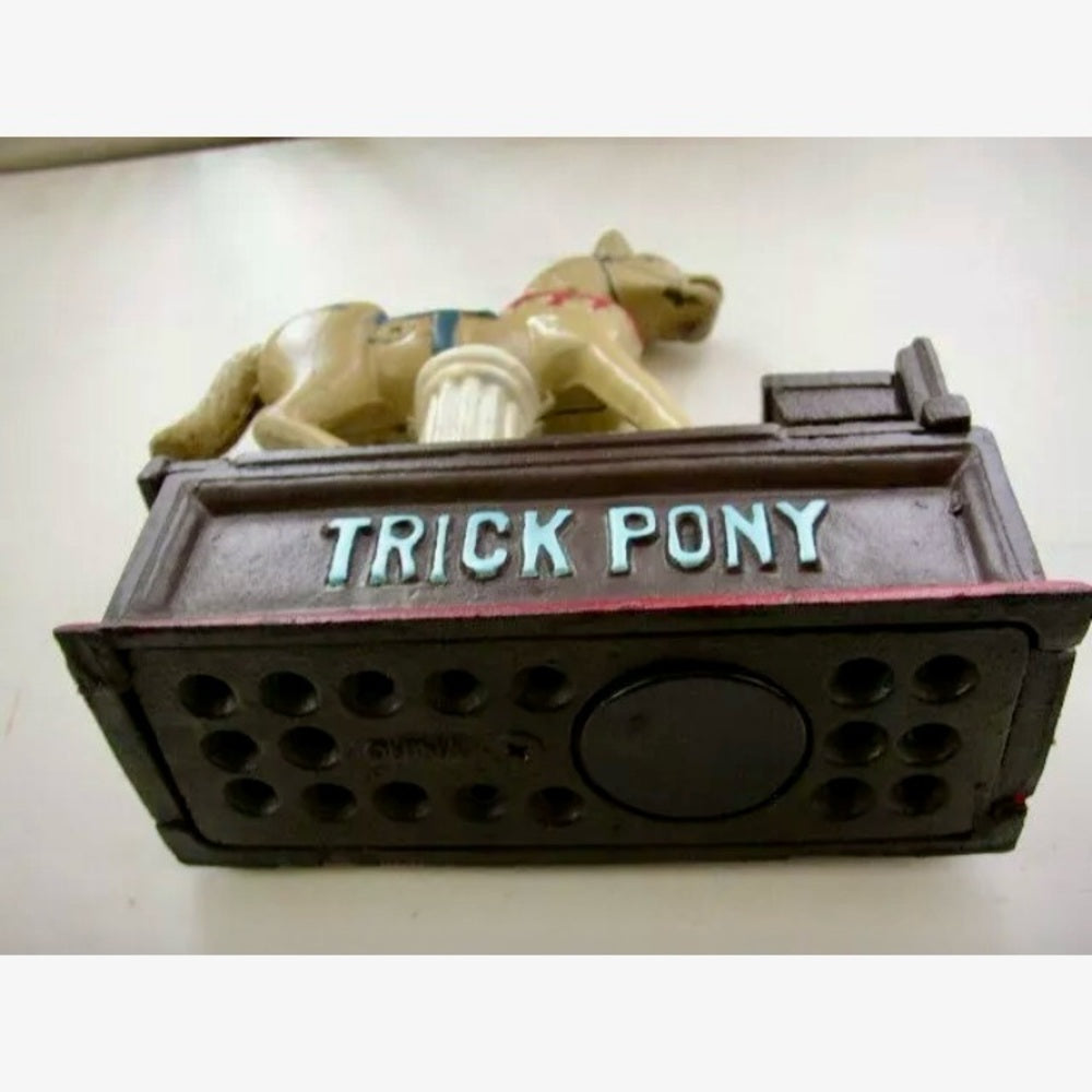 Vintage, Collector’s Edition Cast Iron Trick Pony Mechanical Bank in Orig. Box