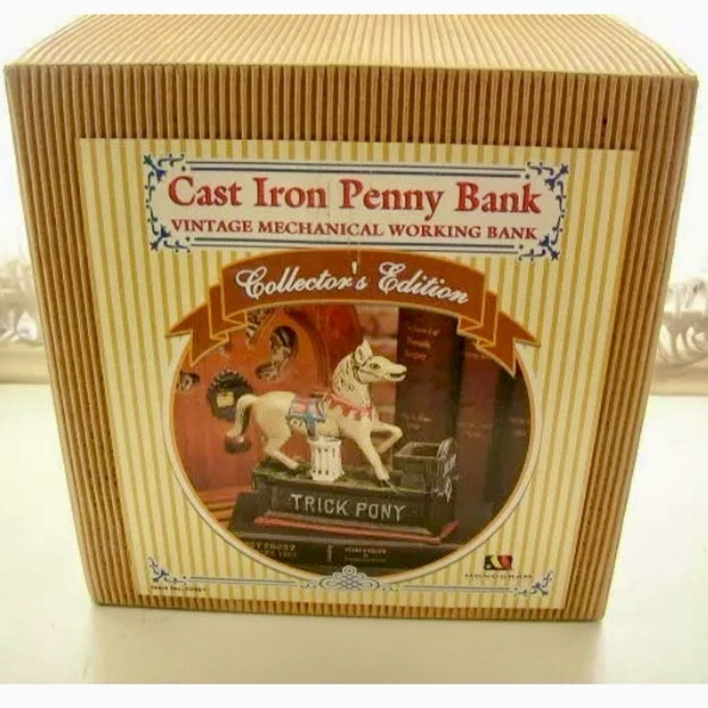 Vintage, Collector’s Edition Cast Iron Trick Pony Mechanical Bank in Orig. Box