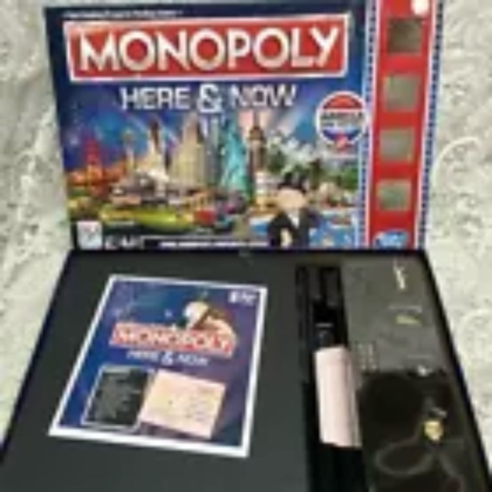 Vintage, Complete Monopoly Here and Now- Board Game - 12in Sq.