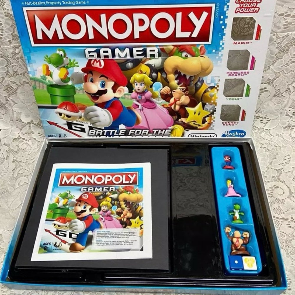 Vintage, Complete Monopoly Gamer Nintendo Mario Bros Battle Edition- 12in Sq