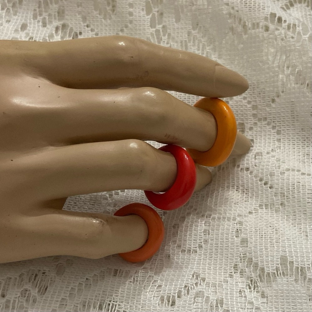 Lot of 5 Vintage, Lucite, Tiger’s Eye, Bakelite Bangles and Rings