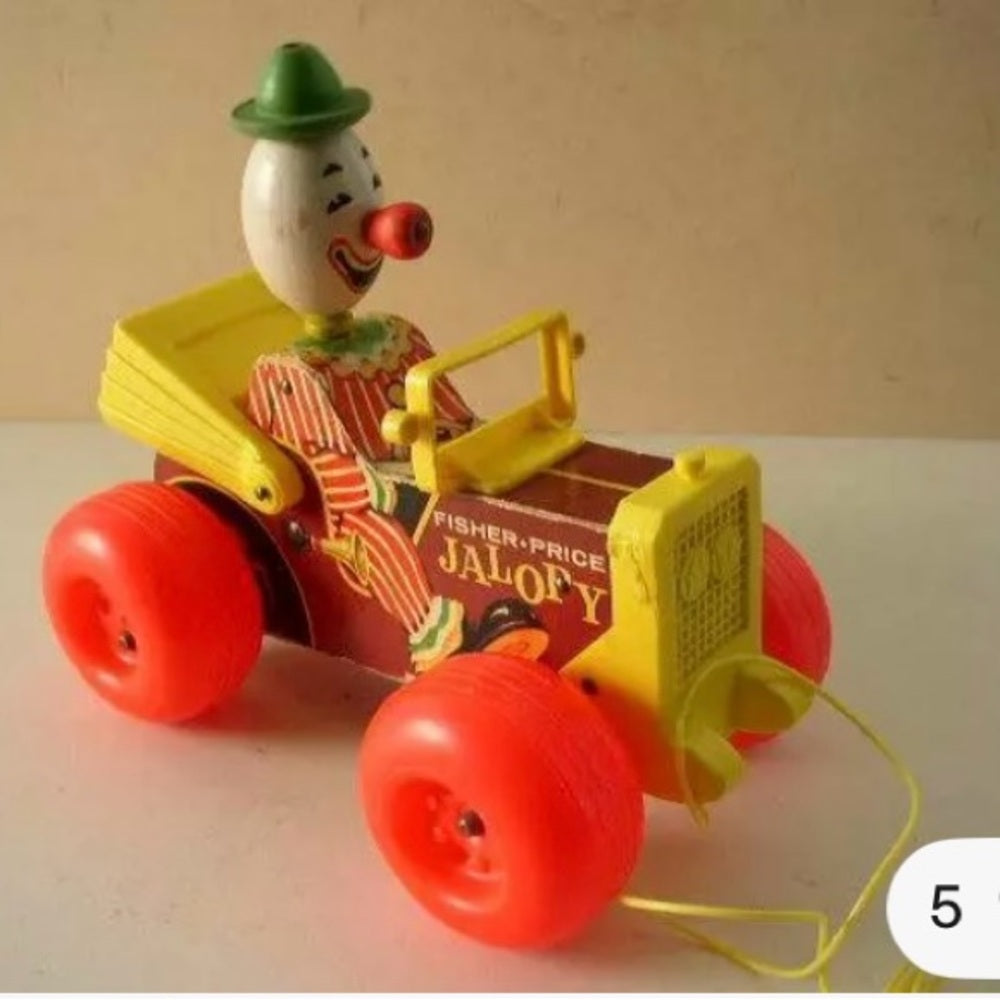 1965 Fisher Price Jalopy Pull Toy No. 724, Patent Pending