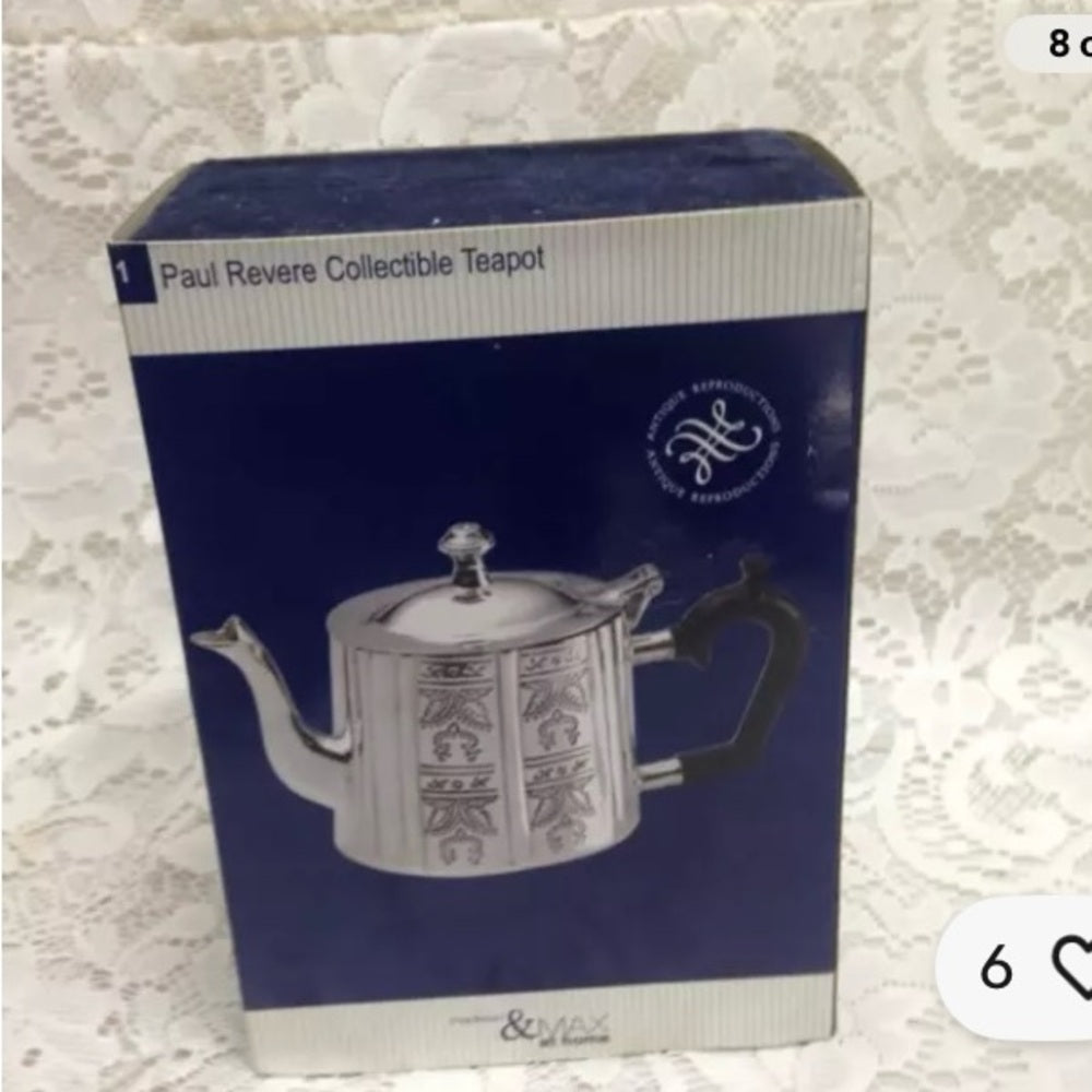 Intl. Silver Paul Revere Collectible Teapot Reproduction C1800 4in x 6in x 2.5in