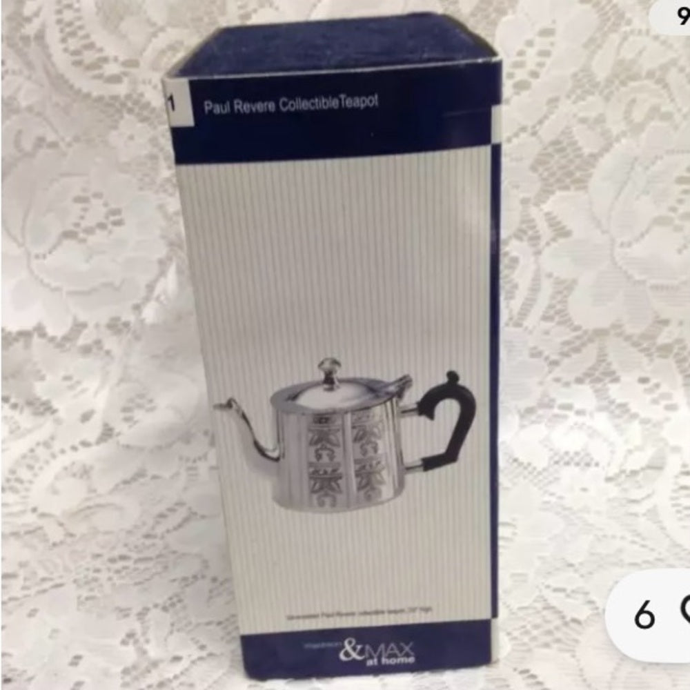 Intl. Silver Paul Revere Collectible Teapot Reproduction C1800 4in x 6in x 2.5in