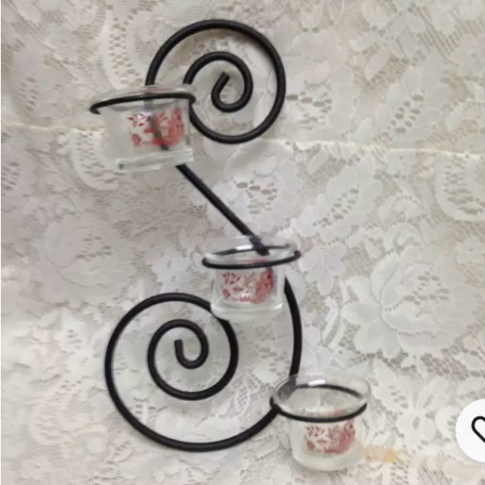 Cast Iron, Red Willow Candlabra- 3 Wall Sconce 12.5in H x 7.5in W